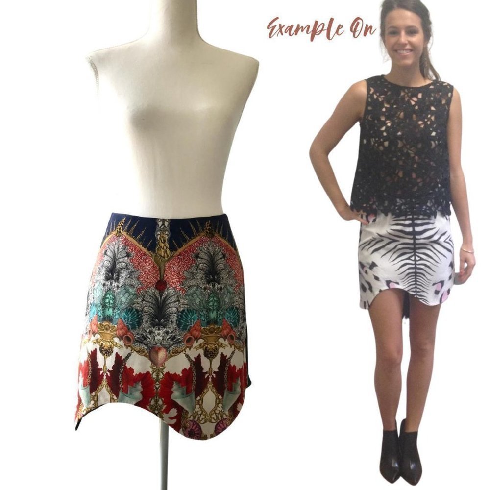 SARA PHILLIPS Australian designer silk print wave skirt size 6 - Picture 2 of 4